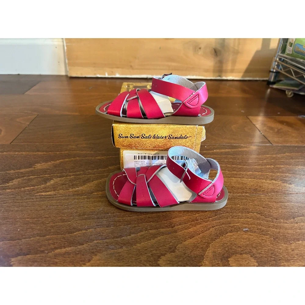 Salt Water Sandals‎ Hoy Shoes The Original Red Leather Kids Size 6 Toddler NEW